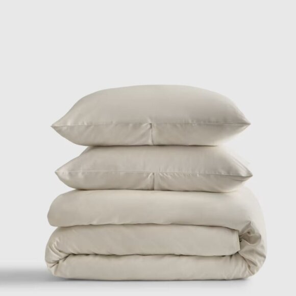 NWT QUINCE Luxury Organic Sateen Duvet Cover Shams Sand Full/Queen SOLD OUT Q21 - Picture 3 of 9